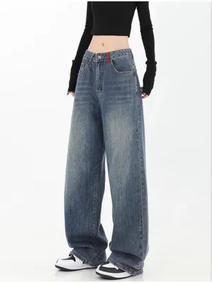 NEW Street Fashion Loose Jeans Y2k Rivet Star Gothic Loose Denim S thumbnail 4
