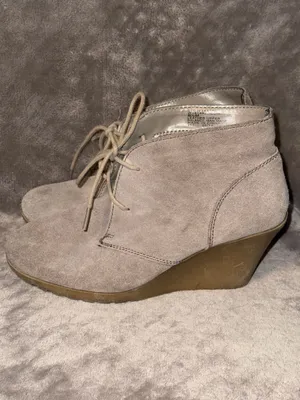 White Mountain Suede Lace-Up Wedge Ankle Boots Size 8.5M thumbnail 5