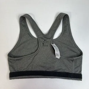 Nike M Medium Sports Bra Racerback Center Swoosh Logo Gray Black Workout Fitness thumbnail 7
