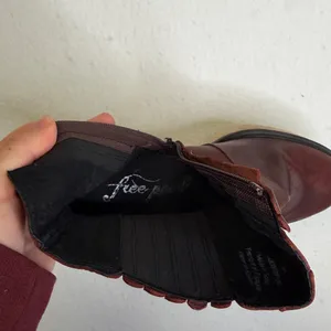 Free People James Wine Leather Platform Heeled Boots thumbnail 8