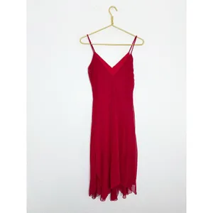 Vintage Y2K Red Beaded Asymmetrical Hem Midi Dress Medium Fairy Whimsigoth 90s thumbnail 12