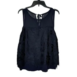Ann Taylor Women's Top Embroidered Floral Sleeveless Tie Back‎ Crew-Neck Medium thumbnail 6