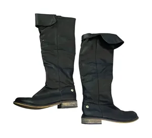 Breckelle’s Over The Knee Boots Foldover Riding Faux Leather Black 7 thumbnail 1