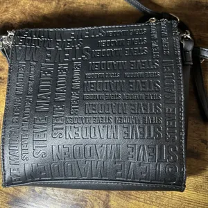 Steve Madden Black Faux Leather Crossbody Bag Purse Handbag Pocketbook W/Chain thumbnail 3