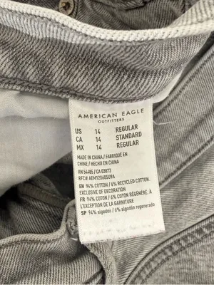 American Eagle 90s Straight Jeans Gray Distressed High Rise Size 14 thumbnail 4