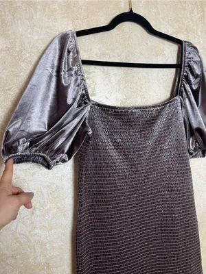 Anthropologie Mare Mare Balloon Sleeve Mini Velvet Smoked Dress Sz L thumbnail 4