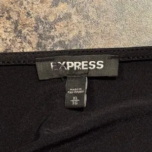 Express Bodysuit Faux Wrap Goth Romantic Grunge Minimalist‎ Long Sleeve Black XL thumbnail 4