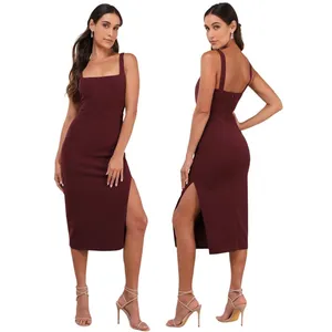Lulus Vibrant Allure Plum Square Neck Bodycon Midi Dress CD3727 Purple Size L thumbnail 2