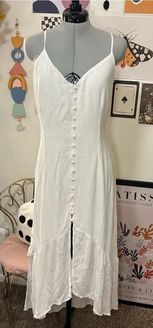 Abercrombie & Fitch White Open Back Button Front Maxi Dress thumbnail 1