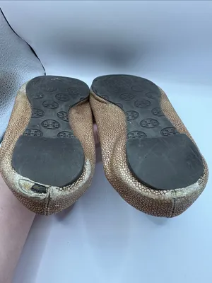 Tory Burch Reva Stingray Ballet Flats Bronze Brown Logo Flats Size 10 *PROJECT thumbnail 10