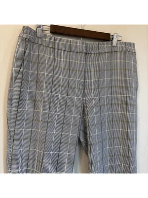 Bar III Plaid Ankle Pants Women’s Size 12 Grey Black Yellow Plaid Work Career thumbnail 5