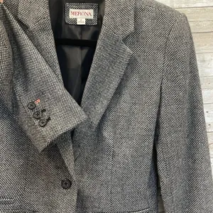 Merona Womens 2 Blazer Black White Gray Wool Blend 1 Button Professional‎ Jacket thumbnail 2