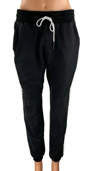 Yidarton Womens Black Striped Trim Drawstring Athletic Jogger Sweat Pants Size M thumbnail 1