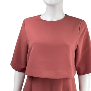 Ann Taylor Sheath Dress Coral Pink‎ Crew Neck Short Sleeve Size 6 thumbnail 5