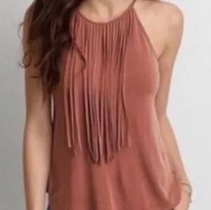 American Eagle Soft & Sexy‎ Fringe Tank Top Terracotta Boho Women M thumbnail 1
