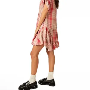 Free People Agnes Plaid Cotton Minidress size‎ small thumbnail 4