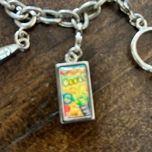 Vintage 80s 90s Mickey Mouse Monopoly Candyland Nasa Charm Bracelet Silver Chain thumbnail 2