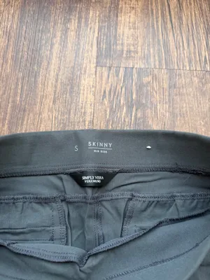 Simply Vera, Vera Wang Women’s Charcoal Gray Mid-Rise Pintuck Ponte Skinny Pants Size S thumbnail 4