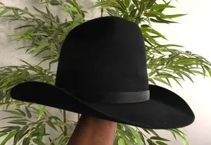 Vintage Stetson Cowboy Sz 6 3/4 Hat 4X Beaver Black Felt Western Long Oval thumbnail 1