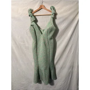 ASOS Mint Green Floral Midi Dress US 12 Tie Strap Scuba Cottagecore NWT thumbnail 2