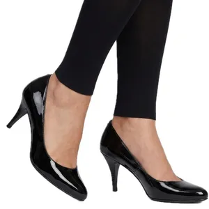 DKNYC Black Patent Pointed Toe Pump Slim Stacked Heel Pumps Stacy size 8 Office thumbnail 1