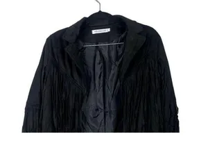 NEW! Western Fringe Soft Faux Suede Open Style Lined Jacket Coat M Black thumbnail 3