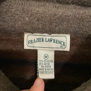 EUC Vintage Frazier Lawrence women’s brown stripe‎ soft plush zip jacket medium thumbnail 4