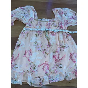 NWOT Free People Mini Dress Womens Peach Floral Ruffle Puff Sleeve S thumbnail 6