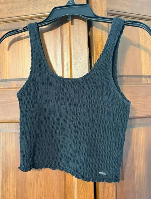 Hollister Black Ribbed Top Crop thumbnail 1