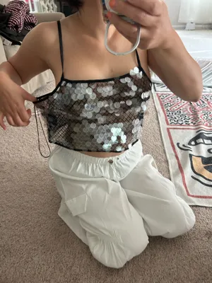Zara sequin crop top. S-M thumbnail 4