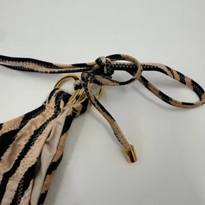 PQ Swim Bikini Bottom SZ Small NWT Cleo Link TieSide Teeny Tiger Print Gold Ring thumbnail 12
