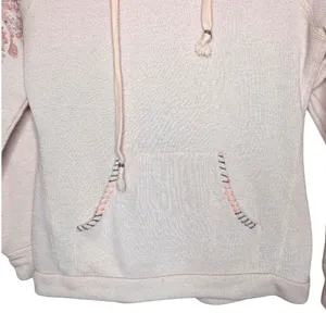American Rag Cie Womens Pink‎ Floral Embroidered Beaded Knit Hoodie Sweatshirt S thumbnail 3