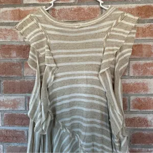 Free People Between The Lines Asymmetrical High Low Linen Dress Large Beige thumbnail 8