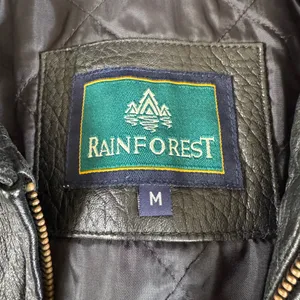 Vintage Rainforest Black Leather Jacket Quilted Lining Buckle Details Medium thumbnail 5