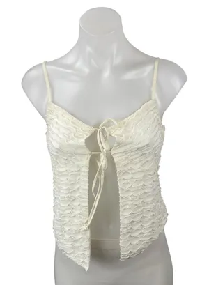 Edikted Alessia Women's White Ruffle Tie Front Sleeveless Camisole Tank Top Sz S thumbnail 1