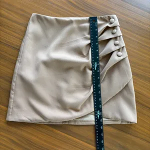 NWT Vestique Faux Wrap Mini Skirt S Ruched Buttons Preppy Work Office Fall thumbnail 9