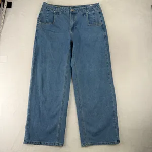Y2K Baggy Large 34 Jeans Wide Leg High Waisted Blue Medium Wash Grunge Punk 90s thumbnail 2