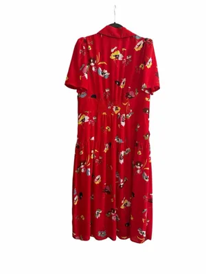 CAbi Midi Dress Afternoon Floral Fit & Flare Puff Sleeve Pockets Size L thumbnail 2