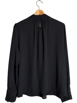 J. Crew Long-Sleeve Shirred Mockneck Top Blouse Women's XL Black Career Preppy thumbnail 5