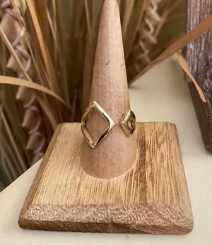 IP Gold Stainless Steel Art Deco Ring Size 8,10 Gold thumbnail 1