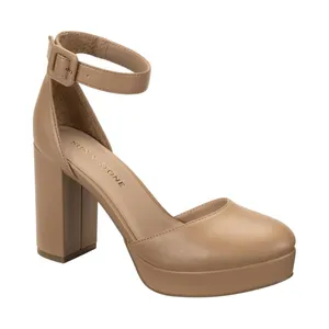 NWT Sun + Stone Womens Birdey Ankle-Strap Block-Heel Sandals Nude Brown 9.5M thumbnail 1