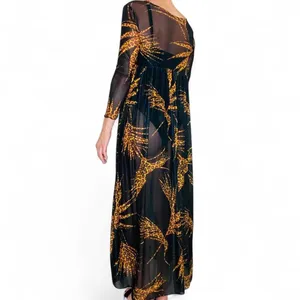 Black & Brown Animal Cheetah Print Sheer Swim Cover Maxi Dress thumbnail 6