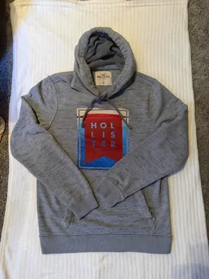 Hollister Grey Graphic Hoodie Size M Unisex Spell Out Logo thumbnail 2