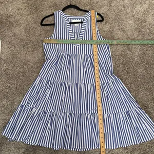 Pomander Place Dress Women S Blue White Good Striped Tiered Cotton Mini Y20971T thumbnail 5