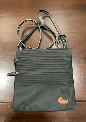 Dooney & Bourke North South Triple Zip Black Nylon Embroidered‎ Duck Crossbody thumbnail 1