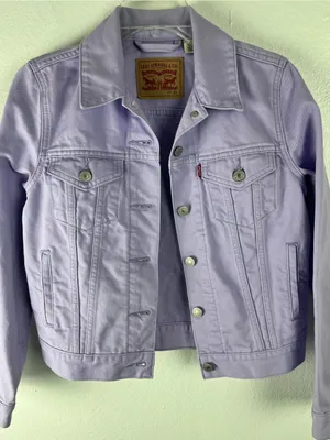 LEVI’S Lavender Denim Front Button Long Sleeves Pockets Trucker Jean Jacket XS thumbnail 6