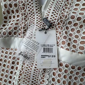 Bardot Clio Panelled Dress Womens 8 Ivory Lace V Neck Mini Coquette Bridal NWT thumbnail 4