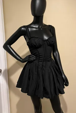 Fit and flare ruffle dress lace dress pleated mini dress summer elegrant dress thumbnail 4