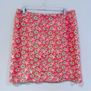 Vineyard Vines Starfish Mini Skirt Women's‎ 12 Pink Green Beach Preppy Academia thumbnail 3