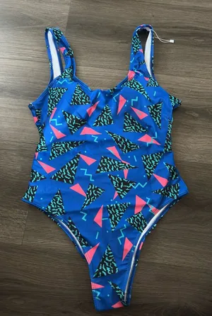 MIAIULIA Women's Retro 80s/90s Inspired High Cut Low Back Padding One Piece Swim thumbnail 1